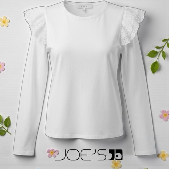 Joe's Jeans Women's Ruffle Eyelet Long Sleeve Top Size Small NWT - Picture 1 of 4